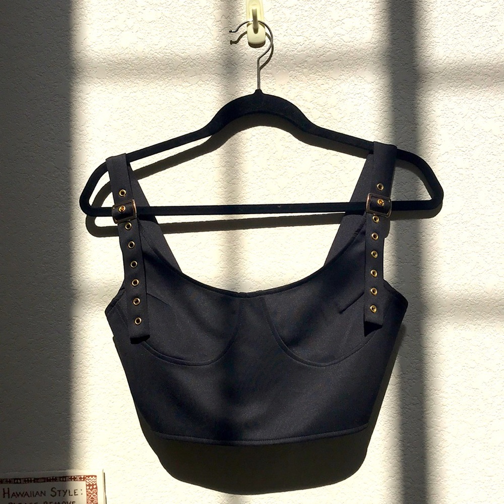 Lulus black bustier with gold details
